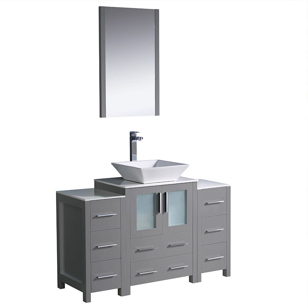 Fresca Torino 48" Gray Modern Bathroom Vanity w/ 2 Side Cabinets & Vessel Sink 