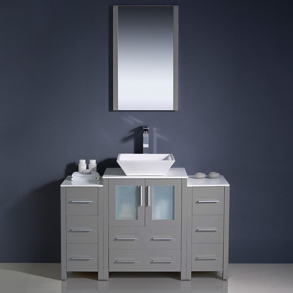 Fresca Torino 48 Gray Modern Bathroom Vanity w/ 2 Side Cabinets & Vessel Sink