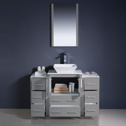 Fresca Torino 48 Gray Modern Bathroom Vanity w/ 2 Side Cabinets & Vessel Sink