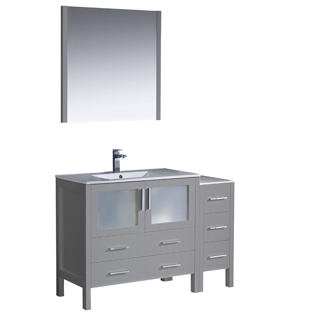 Fresca Torino 48" Gray Modern Bathroom Vanity w/ Side Cabinet & Integrated Sink