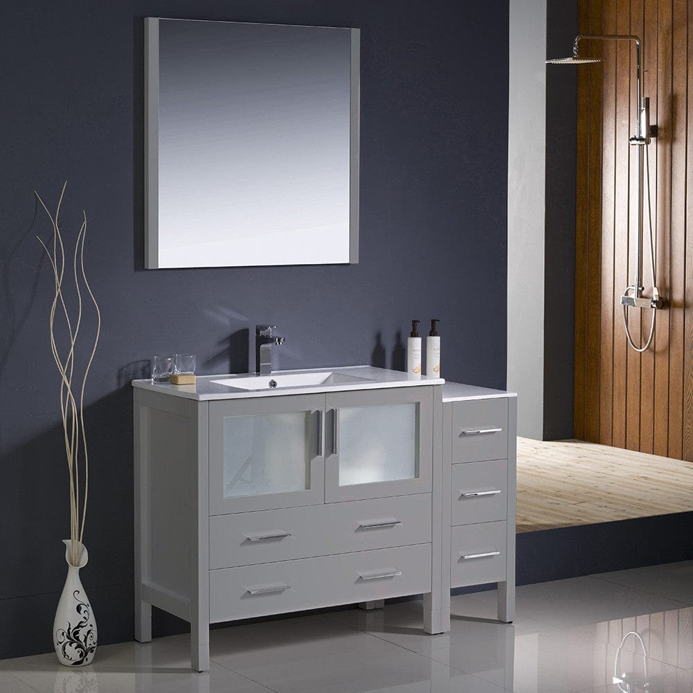 Fresca Torino 48 Gray Modern Bathroom Vanity w/ Side Cabinet & Integrated Sink