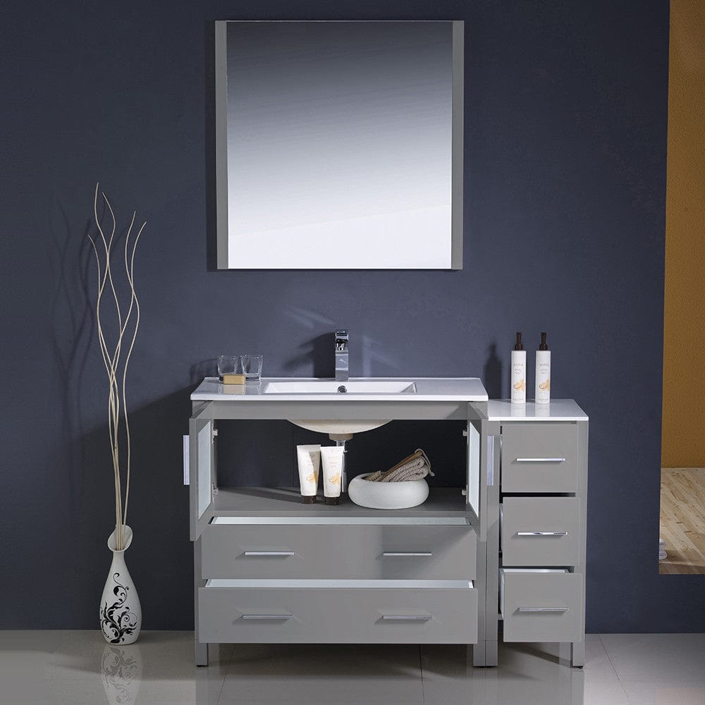 Fresca Torino 48 Gray Modern Bathroom Vanity w/ Side Cabinet & Integrated Sink