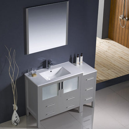 Fresca Torino 48 Gray Modern Bathroom Vanity w/ Side Cabinet & Integrated Sink