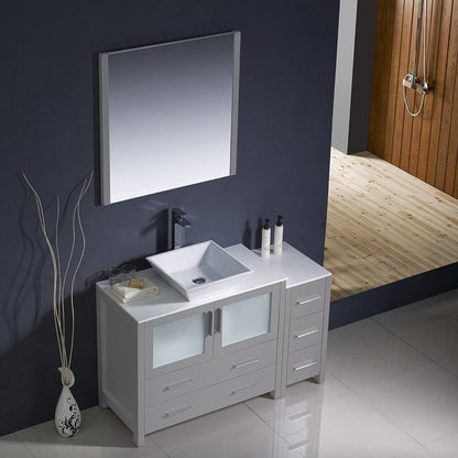 Fresca Torino 48 Gray Modern Bathroom Vanity w/ Side Cabinet & Vessel Sink