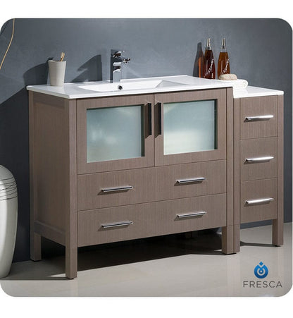 Fresca Torino 48 Gray Oak Modern Bathroom Cabinet w/ Integrated Sink