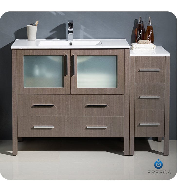 Fresca Torino 48 Gray Oak Modern Bathroom Cabinet w/ Integrated Sink