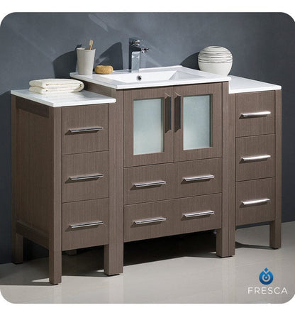 Fresca Torino 48 Gray Oak Modern Bathroom Cabinets w/ Integrated Sink