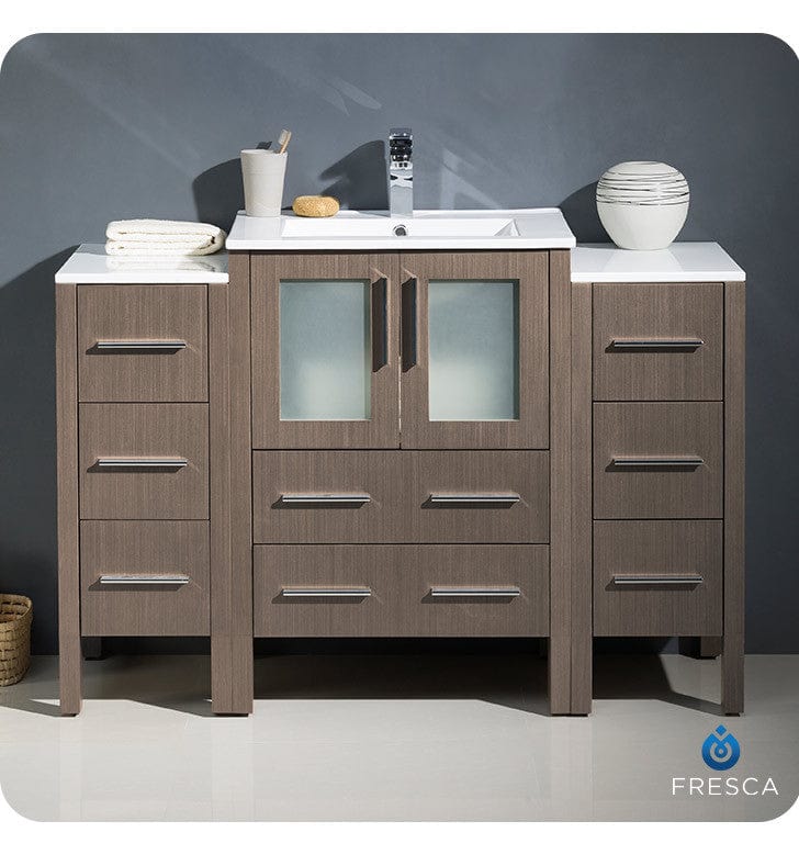 Fresca Torino 48 Gray Oak Modern Bathroom Cabinets w/ Integrated Sink