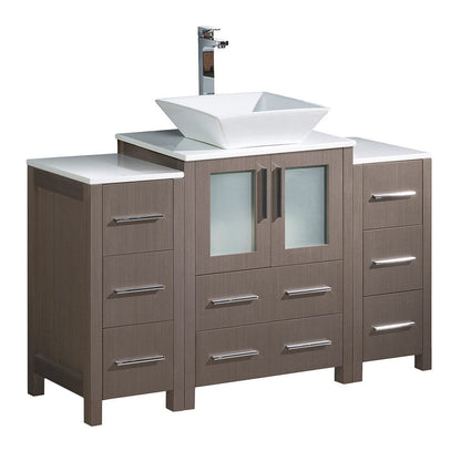 Fresca Torino 48 Gray Oak Modern Bathroom Cabinets w/ Top & Vessel Sink