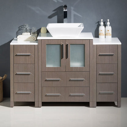 Fresca Torino 48 Gray Oak Modern Bathroom Cabinets w/ Top & Vessel Sink