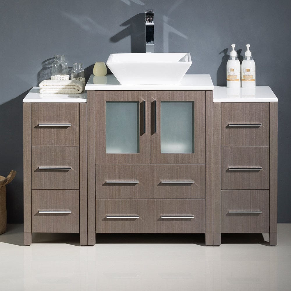 Fresca Torino 48 Gray Oak Modern Bathroom Cabinets w/ Top & Vessel Sink