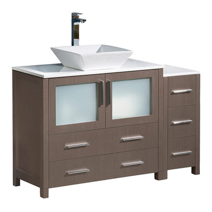 Fresca Torino 48 Gray Oak Modern Bathroom Cabinets w/ Top & Vessel Sink