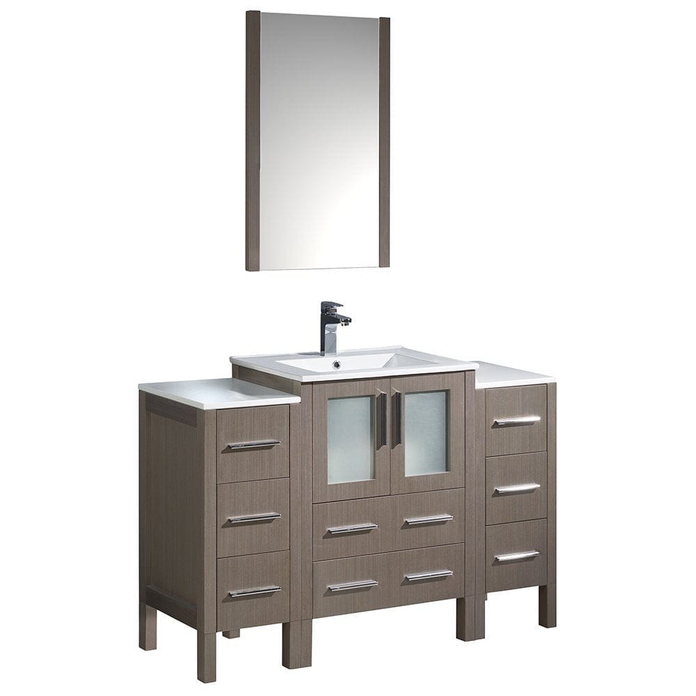 Fresca Torino 48" Gray Oak Modern Bathroom Vanity w/ 2 Side Cabinets & Integrated Sink