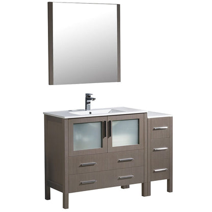 Fresca Torino 48" Gray Oak Modern Bathroom Vanity w/ Side Cabinet & Integrated Sink