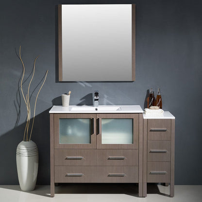 Fresca Torino 48 Gray Oak Modern Bathroom Vanity w/ Side Cabinet & Integrated Sink