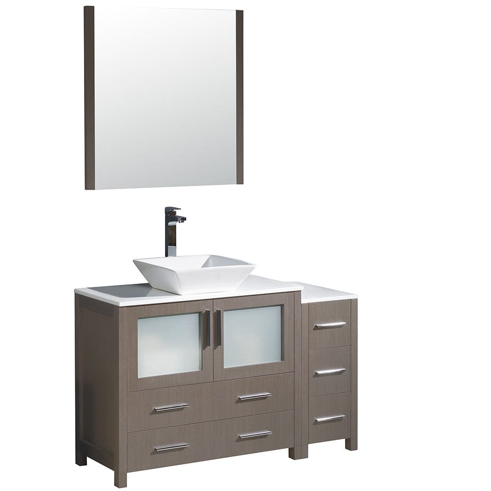 Fresca Torino 48" Gray Oak Modern Bathroom Vanity w/ Side Cabinet & Vessel Sink