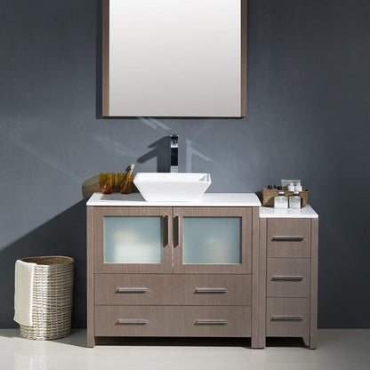 Fresca Torino 48 Gray Oak Modern Bathroom Vanity w/ Side Cabinet & Vessel Sink