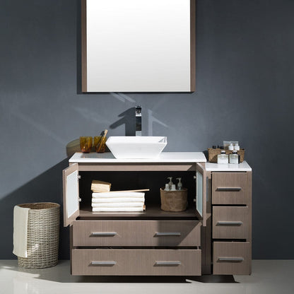 Fresca Torino 48 Gray Oak Modern Bathroom Vanity w/ Side Cabinet & Vessel Sink