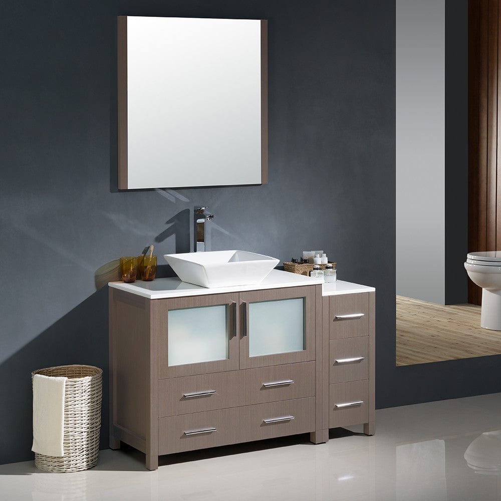 Fresca Torino 48 Gray Oak Modern Bathroom Vanity w/ Side Cabinet & Vessel Sink