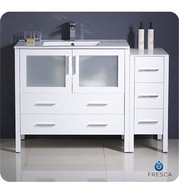 Fresca Torino 48 White Modern Bathroom Cabinets w/ Integrated Sink