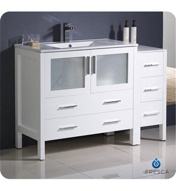 Fresca Torino 48 White Modern Bathroom Cabinets w/ Integrated Sink