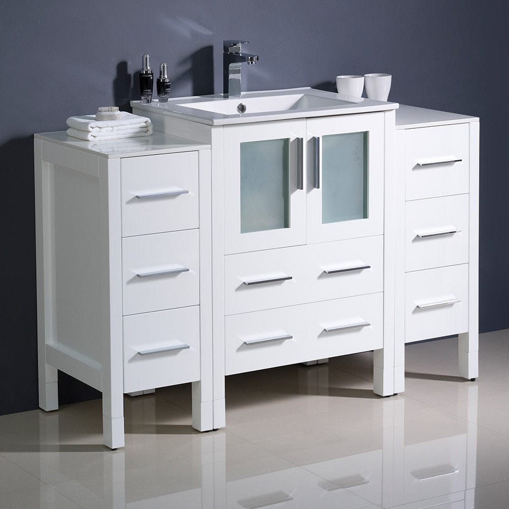 Fresca Torino 48 White Modern Bathroom Cabinets w/ Integrated Sink
