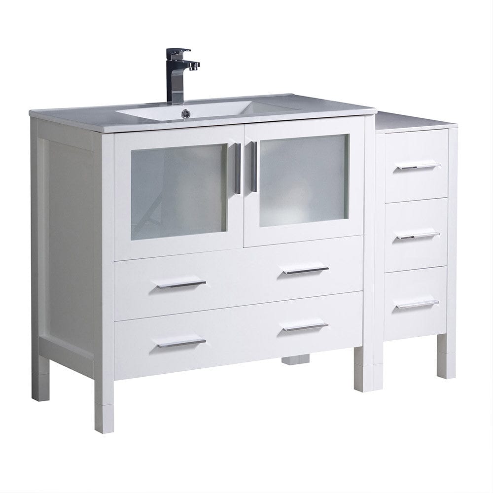 Fresca Torino 48 White Modern Bathroom Cabinets w/ Integrated Sink