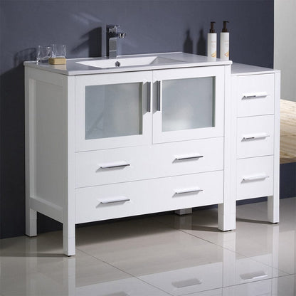 Fresca Torino 48 White Modern Bathroom Cabinets w/ Integrated Sink