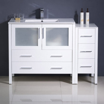 Fresca Torino 48 White Modern Bathroom Cabinets w/ Integrated Sink