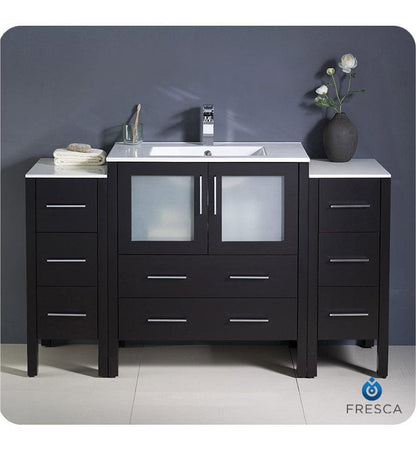 Fresca Torino 54 Espresso Modern Bathroom Cabinets w/ Integrated Sink