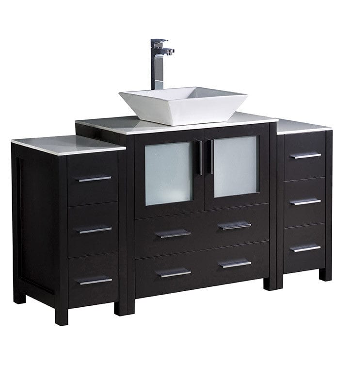 Fresca Torino 54" Espresso Modern Bathroom Cabinets w/ Top & Vessel Sink