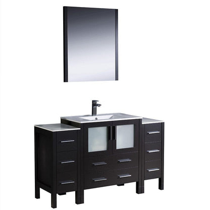 Fresca Torino 54" Espresso Modern Bathroom Vanity w/ 2 Side Cabinets & Integrated Sink