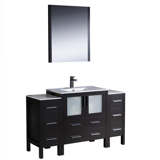 Fresca Torino 54" Espresso Modern Bathroom Vanity w/ 2 Side Cabinets & Integrated Sink