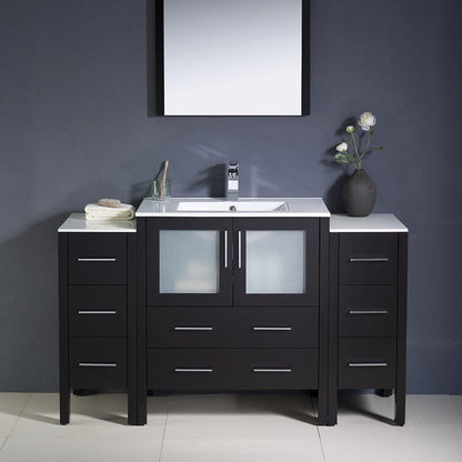 Fresca Torino 54 Espresso Modern Bathroom Vanity w/ 2 Side Cabinets & Integrated Sink