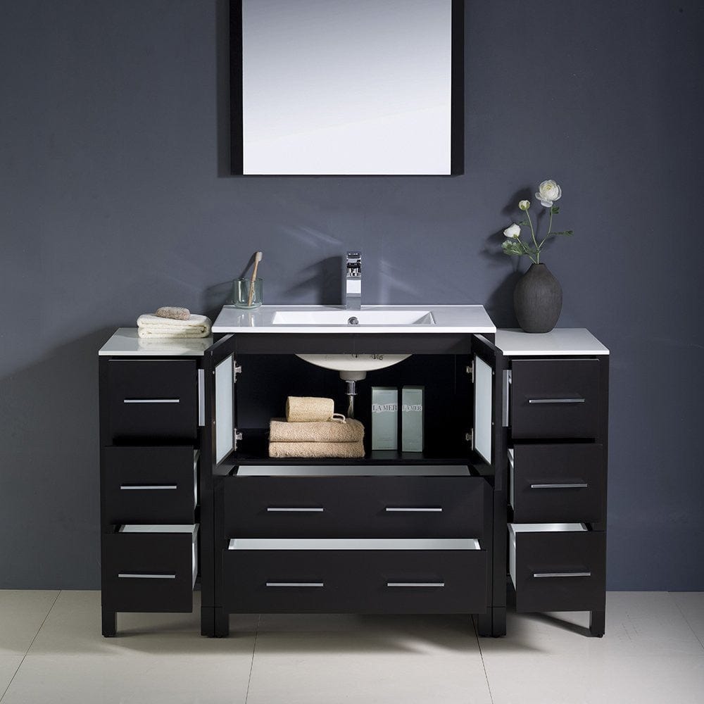 Fresca Torino 54 Espresso Modern Bathroom Vanity w/ 2 Side Cabinets & Integrated Sink