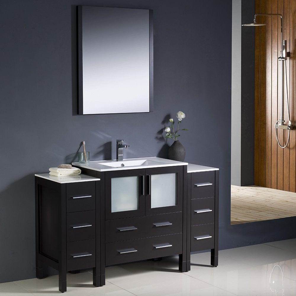 Fresca Torino 54 Espresso Modern Bathroom Vanity w/ 2 Side Cabinets & Integrated Sink