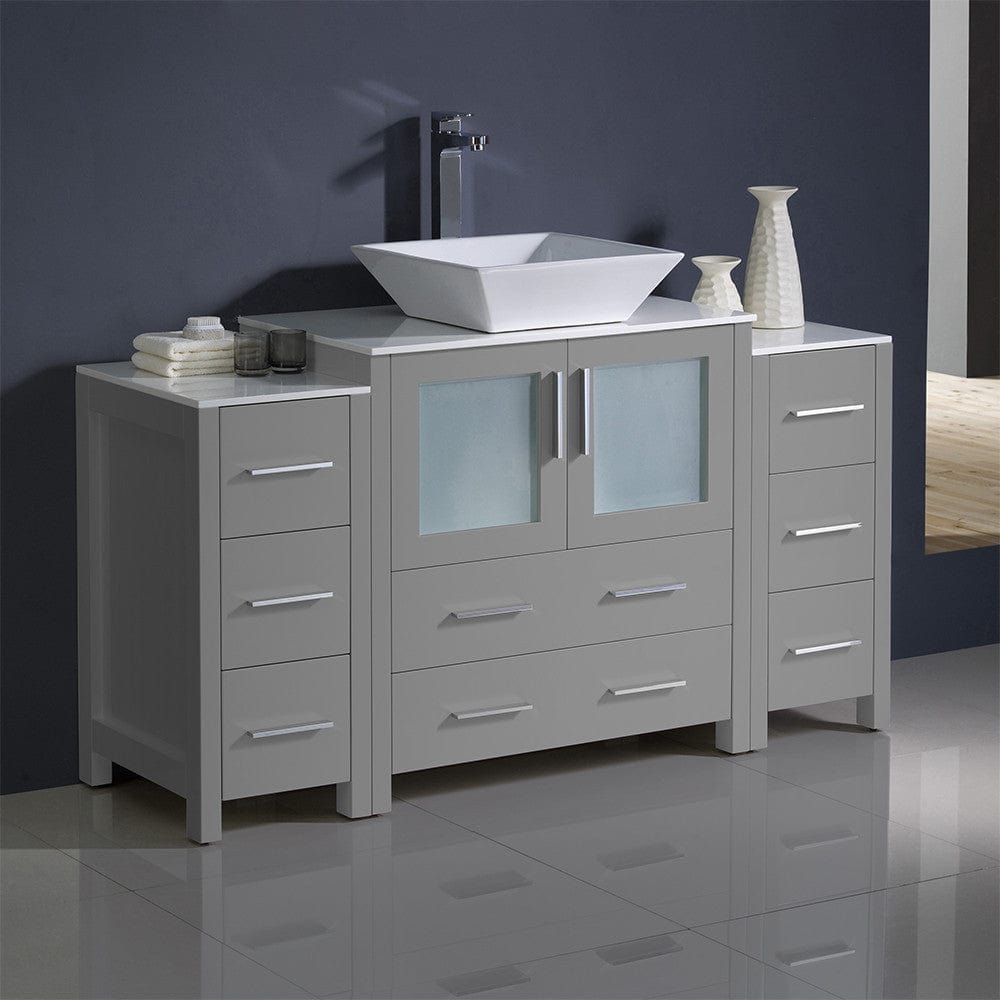 Fresca Torino 54 Gray Modern Bathroom Cabinets w/ Top & Vessel Sink