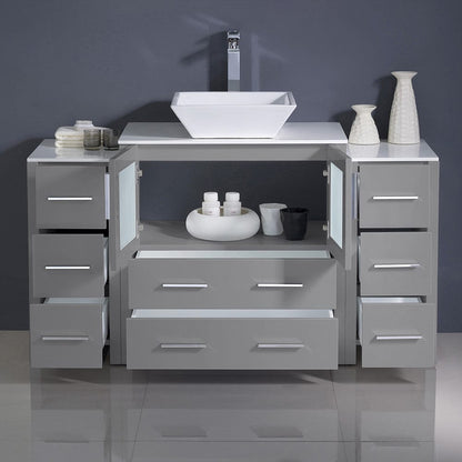 Fresca Torino 54 Gray Modern Bathroom Cabinets w/ Top & Vessel Sink