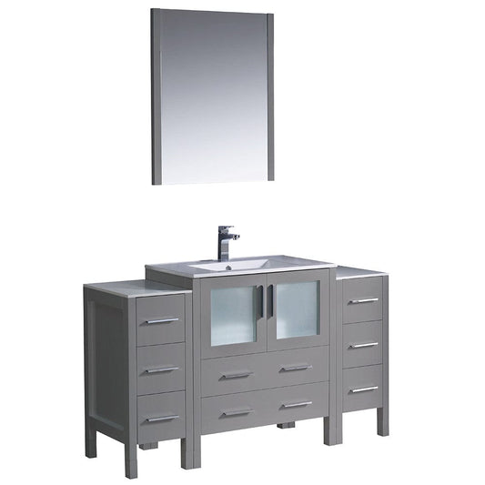 Fresca Torino 54" Gray Modern Bathroom Vanity w/ 2 Side Cabinets & Integrated Sink