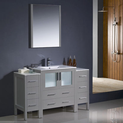 Fresca Torino 54 Gray Modern Bathroom Vanity w/ 2 Side Cabinets & Integrated Sink