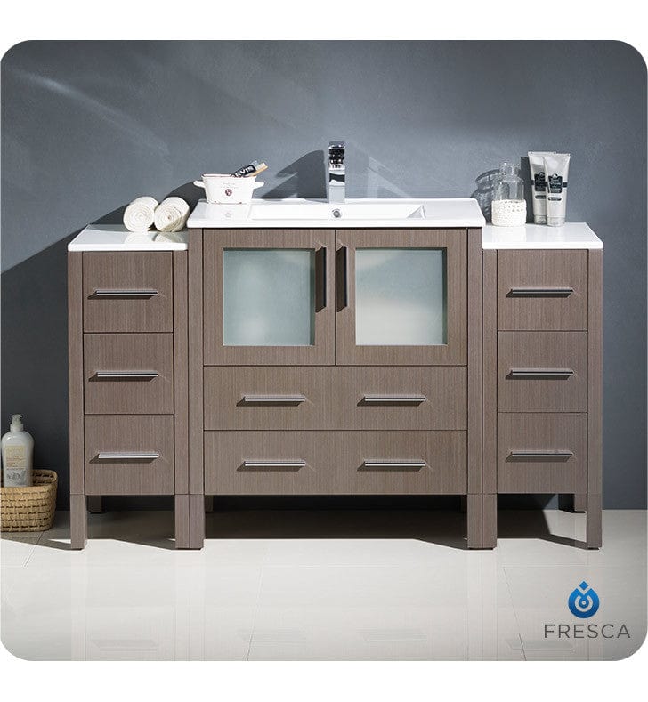 Fresca Torino 54 Gray Oak Modern Bathroom Cabinets w/ Integrated Sink