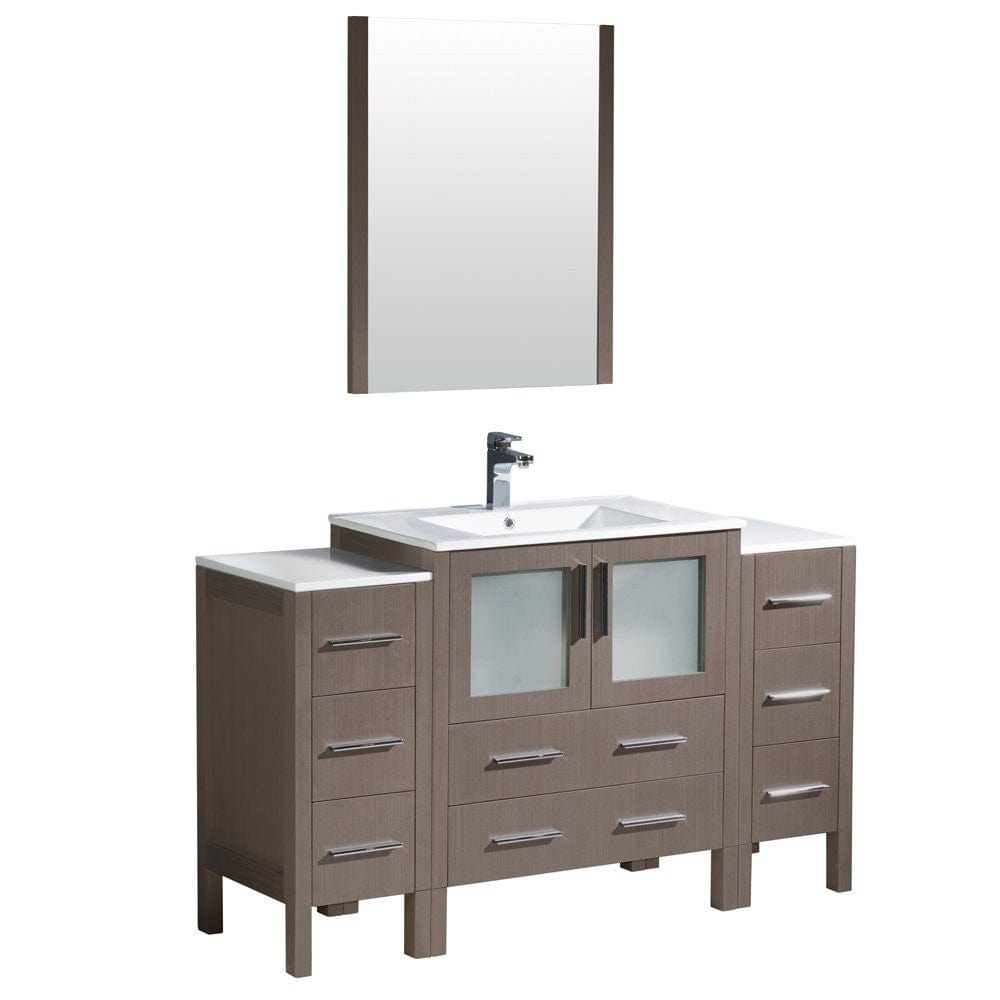 Fresca Torino 54" Gray Oak Modern Bathroom Vanity w/ 2 Side Cabinets & Integrated Sink