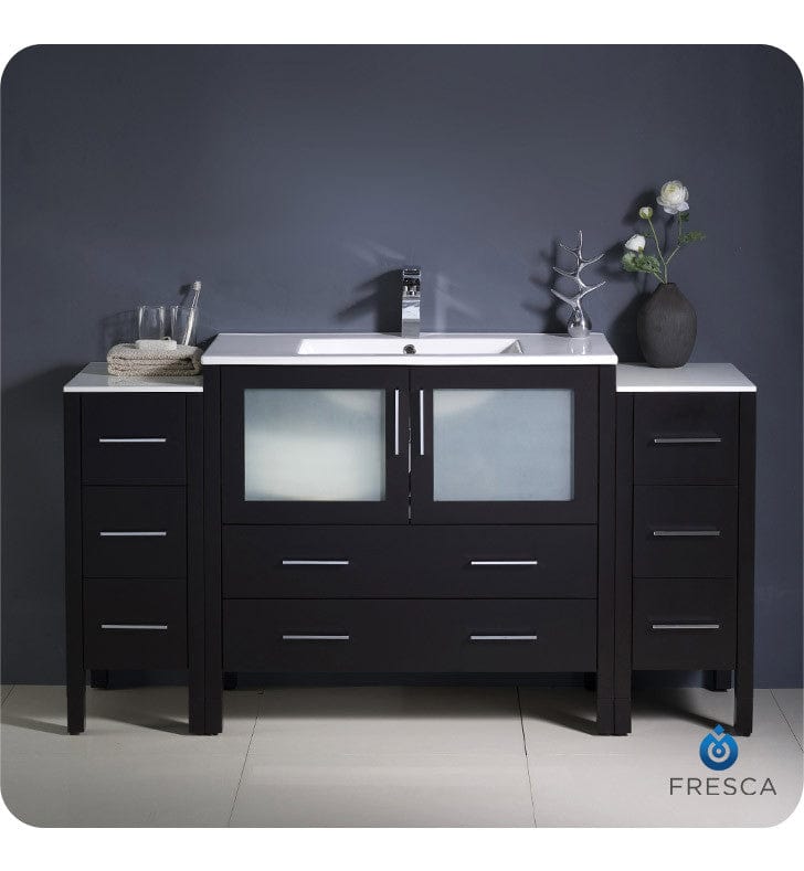 Fresca Torino 60 Espresso Modern Bathroom Cabinets w/ Integrated Sink