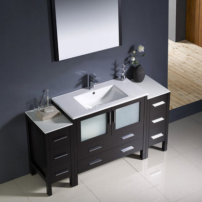 Fresca Torino 60 Espresso Modern Bathroom Vanity w/ 2 Side Cabinets & Integrated Sink