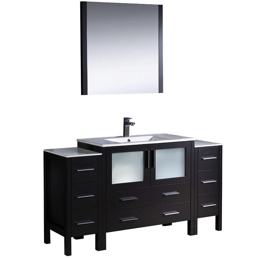 Fresca Torino 60" Espresso Modern Bathroom Vanity w/ 2 Side Cabinets & Integrated Sink