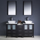 Fresca Torino 60 Espresso Modern Double Sink Bathroom Vanity w/ Side Cabinet & Vessel Sinks