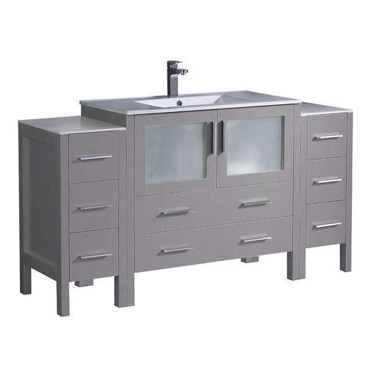 Fresca Torino 60" Gray Modern Bathroom Cabinets w/ Integrated Sink