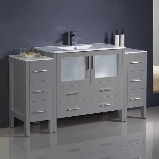 Fresca Torino 60 Gray Modern Bathroom Cabinets w/ Integrated Sink