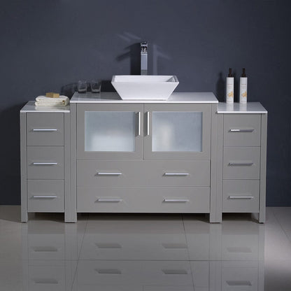 Fresca Torino 60 Gray Modern Bathroom Cabinets w/ Top & Vessel Sink