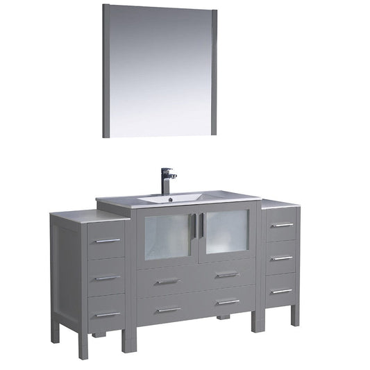 Fresca Torino 60" Gray Modern Bathroom Vanity w/ 2 Side Cabinets & Integrated Sink